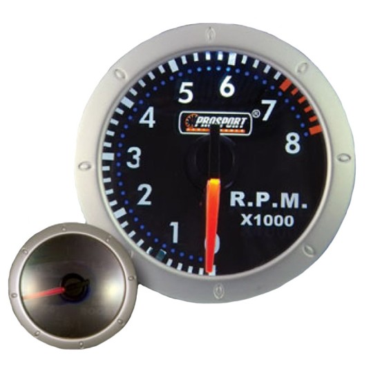 Στροφόμετρο R.P.M. Prosport Diamond Mirror Look Φιμέ 52mm 90 Μοίρες Με 7 Χρώματα
