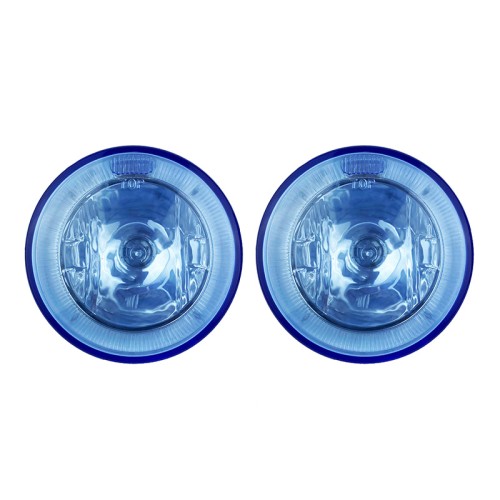 Προβολείς Ομίχλης Universal Μπλε Στρόγγυλοι Ø 10cm H3 12 Volt 55 Watt Με Μπλε Led Angel Eyes 2 Τεμάχια