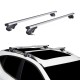 Μπάρες Οροφής Αλουμινίου Rackit Universal 120cm Railing System Σετ Με Πόδια Και Κλειδαριά Ασημί 2 Τεμάχια