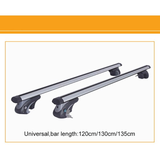Μπάρες Οροφής Αλουμινίου Rackit Universal 120cm Railing System Σετ Με Πόδια Και Κλειδαριά Ασημί 2 Τεμάχια