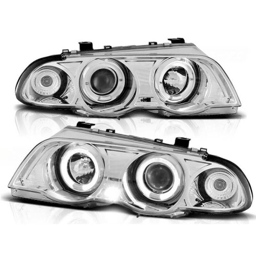 Μπροστινά Φανάρια Set Για Bmw 3 E46 Sedan/Caravan 99-01 Angel Eyes Χρωμίου H1/H1 Sonar