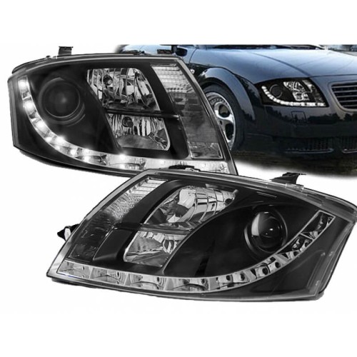 Μπροστινά Φανάρια Set Για Audi TT 8N 98-05 DRL Μαύρα H7/H1/H7 Με Μοτέρ Sonar