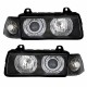 Μπροστινά Φανάρια Set Για Bmw 3 E36 92-98 Coupe/Cabrio Angel Eyes Μαύρα H7/H7 Depo