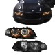 Μπροστινά Φανάρια Set Για Bmw 3 E46 Sedan/Caravan 99-01 Angel Eyes Μαύρα H7/H7 Με Μοτέρ Depo
