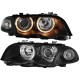 Μπροστινά Φανάρια Set Για Bmw 3 E46 Sedan/Caravan 99-01 Angel Eyes Μαύρα H7/H7 Με Μοτέρ Depo