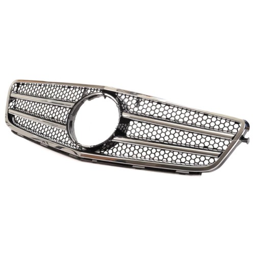 Μάσκα Για Mercedes-Benz C-Class W204 07-14 Amg C63 Look Με 2 Γρίλιες Μαύρο/Χρώμιο 1 Τεμάχιο