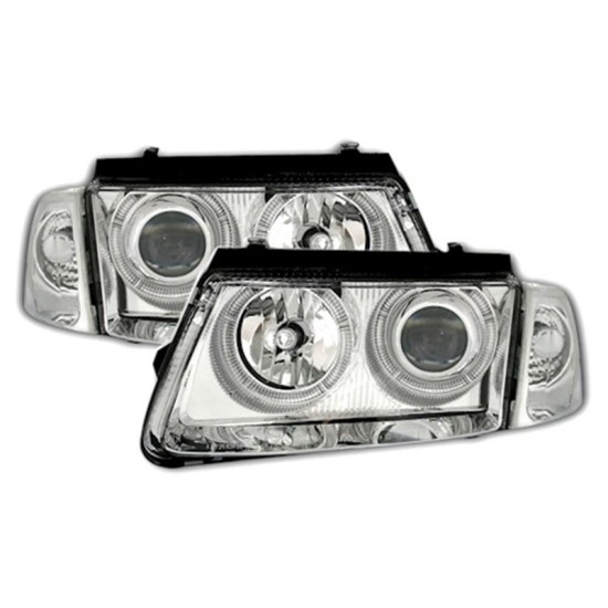 Μπροστινά Φανάρια Set Για Vw Passat 3B 96-00 Angel Eyes Χρωμίου H7/H7 Depo