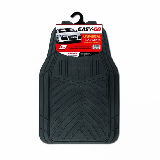 Πατάκια Αυτοκινήτου Universal Από Λάστιχο Easy Go Μαύρα 4 Τεμάχια