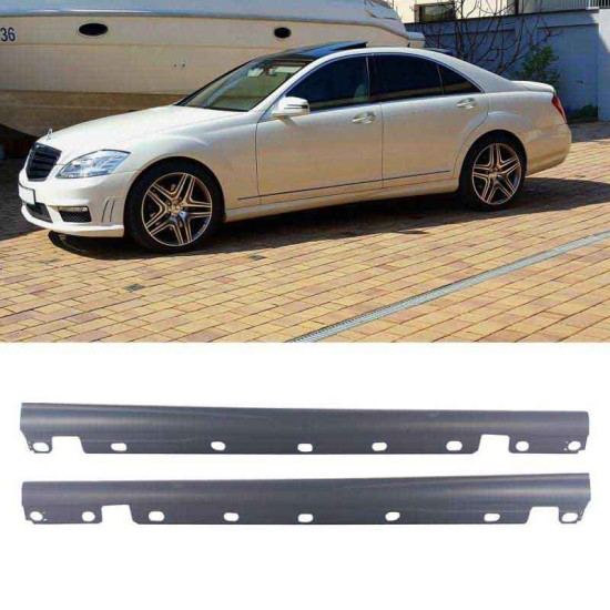 Πλαινά Μασπιέ Για Mercedes-Benz S-Class W221 06-13 Amg S65 Look Long Από Abs Πλαστικό 2 Τεμάχια