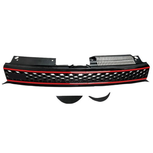 Μάσκα Για Vw Golf VI (6) 08-11 GTI Look Κυψελωτή Με Κόκκινο Σιρίτι 1 Τεμάχιο
