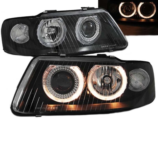 Μπροστινά Φανάρια Set Για Audi A3 8L 00-03 Angel Eyes Μαύρα H7/H7 Depo
