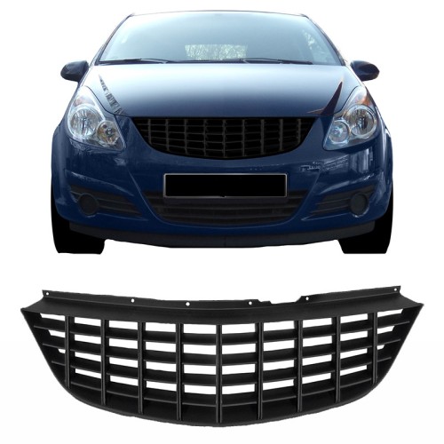 Μάσκα Για Opel Corsa D 06-11 Χωρίς Σήμα Με Κάθετες Γραμμές Μαύρη Ματ 1 Τεμάχιο