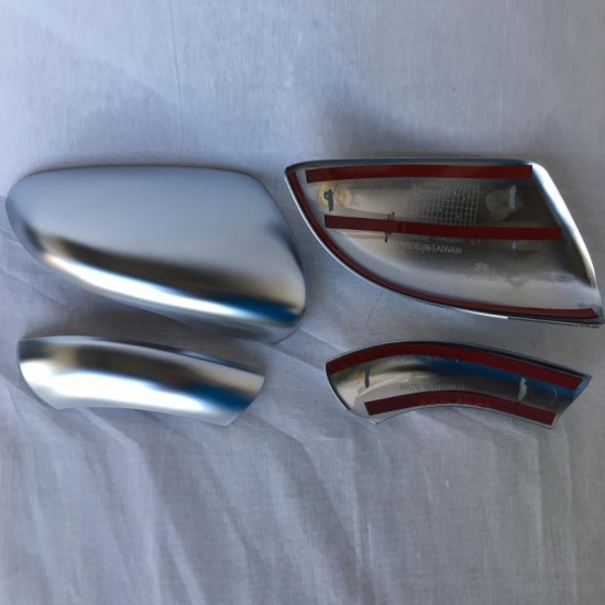 Καπάκια Καθρεφτών Για VW Golf VI (6) 08-12, Touran 10-15 Brushed Aluminium Πάνω-Κάτω Σετ 4 Τεμάχια