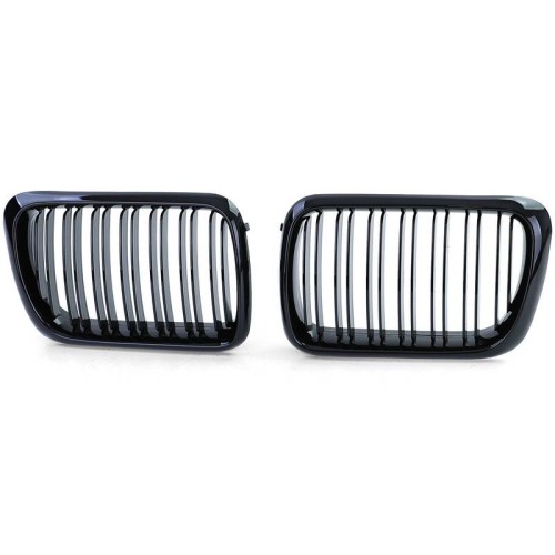 Καρδιές Μάσκας Για Bmw 3 E36 96-99 M4 Look Με Διπλή Γρίλια Μαύρο Γυαλιστερό 2 Τεμάχια