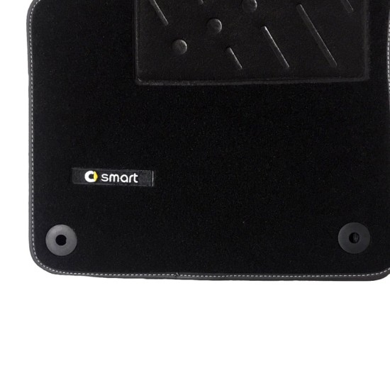 Πατάκια Αυτοκινήτου Μοκέτα Για Smart W453 2014+  Με Μονό Κέντημα Black 2 Τεμάχια
