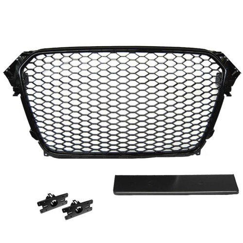 Μάσκα Για Audi A4 B8 11-15 RS4 Look Κυψελωτή Γυαλιστερό Μαύρο 1 Τεμάχιο