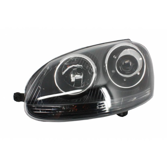 Μπροστινά Φανάρια Set Για Vw Golf V (5) 03-08 Projectors GTI / R32 Look Μαύρα H7/H7 Με Μοτέρ & E-Mark Carner