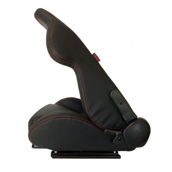 Καθίσματα Bucket Apollo Sport Δερματίνη Μαύρο Με Κόκκινες Ραφές Ζευγάρι 2 Τεμαχίων