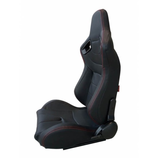 Καθίσματα Bucke R8 Stylet Δερματίνη Μαύρο Με Κόκκινες Ραφές Ζευγάρι 2 Τεμαχίων