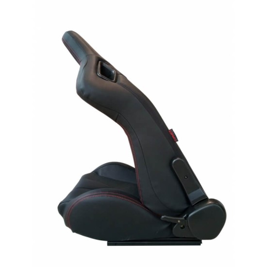 Καθίσματα Bucke R8 Stylet Δερματίνη Μαύρο Με Κόκκινες Ραφές Ζευγάρι 2 Τεμαχίων