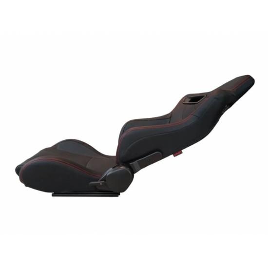 Καθίσματα Bucke R8 Stylet Δερματίνη Μαύρο Με Κόκκινες Ραφές Ζευγάρι 2 Τεμαχίων