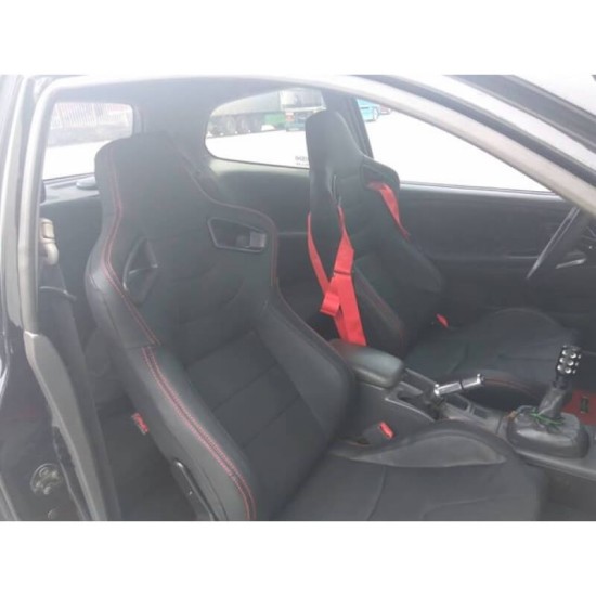 Καθίσματα Bucke R8 Stylet Δερματίνη Μαύρο Με Κόκκινες Ραφές Ζευγάρι 2 Τεμαχίων
