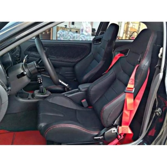 Καθίσματα Bucke R8 Stylet Δερματίνη Μαύρο Με Κόκκινες Ραφές Ζευγάρι 2 Τεμαχίων
