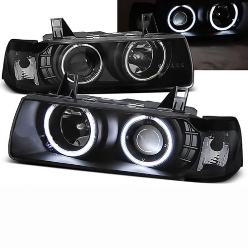 Μπροστινά Φανάρια Set Για Bmw 3 E36 90-99 Coupe / Cabrio ccfl Angel Eyes Μαύρα H3/H1 Eagle Eyes