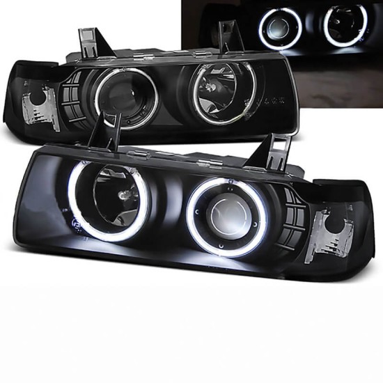 Μπροστινά Φανάρια Set Για Bmw 3 E36 90-99 Coupe / Cabrio ccfl Angel Eyes Μαύρα H3/H1 Eagle Eyes