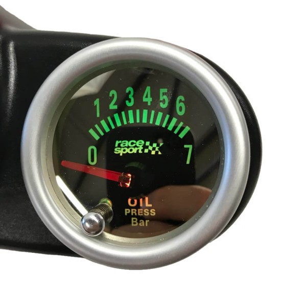 'Οργανο Πίεσης Λαδιού Racesport Mirror Look Φιμέ 52mm Με 7 Χρώματα