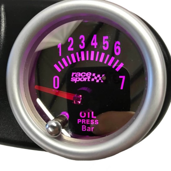 'Οργανο Πίεσης Λαδιού Racesport Mirror Look Φιμέ 52mm Με 7 Χρώματα
