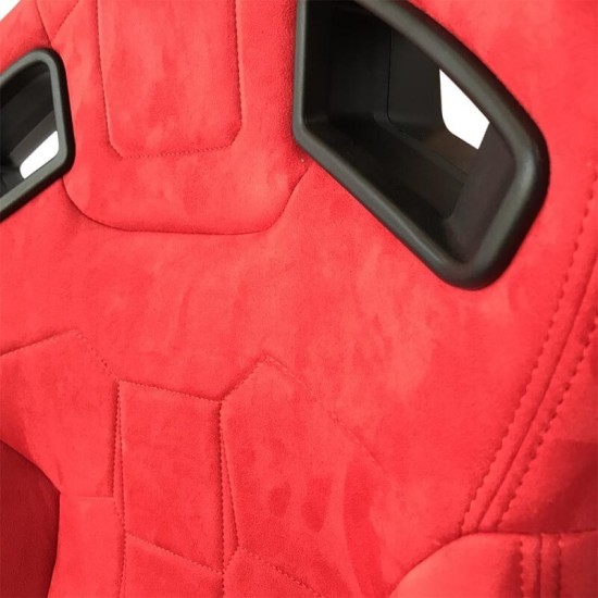 Καθίσματα Bucket R8 Suede Alcantara Κόκκινο Ζευγάρι 2 Τεμαχίων