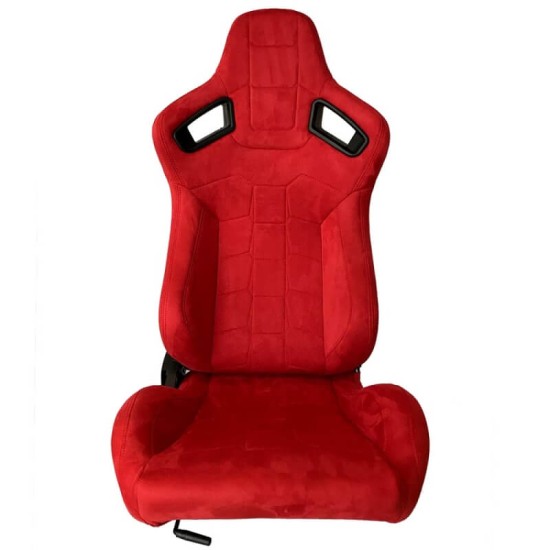 Καθίσματα Bucket R8 Suede Alcantara Κόκκινο Ζευγάρι 2 Τεμαχίων