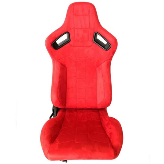 Καθίσματα Bucket R8 Suede Alcantara Κόκκινο Ζευγάρι 2 Τεμαχίων