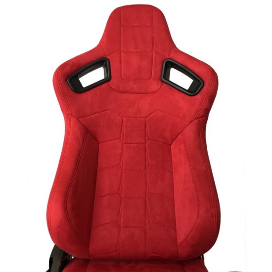 Καθίσματα Bucket R8 Suede Alcantara Κόκκινο Ζευγάρι 2 Τεμαχίων