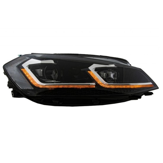 Μπροστινά Φανάρια Set Για Vw Golf VII (7) 12-17  Look 7.5 GTI Μαύρα/ Ασημί Γραμμή H7 Με Μοτέρ Carner