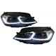 Μπροστινά Φανάρια Set Για Vw Golf VII (7) 12-17  Look 7.5 GTI Μαύρα/ Ασημί Γραμμή H7 Με Μοτέρ Carner