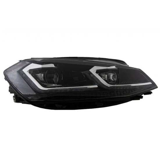 Μπροστινά Φανάρια Set Για Vw Golf VII (7) 12-17  Look 7.5 GTI Μαύρα/ Ασημί Γραμμή H7 Με Μοτέρ Carner