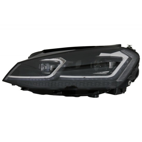 Μπροστινά Φανάρια Set Για Vw Golf VII (7) 12-17  Look 7.5 GTI Μαύρα/ Ασημί Γραμμή H7 Με Μοτέρ Carner