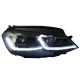 Μπροστινά Φανάρια Set Για Vw Golf VII (7) 12-17  Look 7.5 GTI Μαύρα/ Ασημί Γραμμή H7 Με Μοτέρ Carner