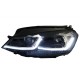 Μπροστινά Φανάρια Set Για Vw Golf VII (7) 12-17  Look 7.5 GTI Μαύρα/ Ασημί Γραμμή H7 Με Μοτέρ Carner