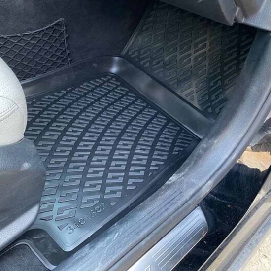 Πατάκια Σκαφάκια 3D Από Λάστιχο TPE Για Mercedes C-Class W205 2014-2020 Rizline 4 Τεμάχια Μαύρα