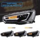 Μπροστινά Φανάρια Set Για Mitsubishi Lancer 07-17 DRL Led Tube & Dynamic Φλας Μαύρο/Χρώμιο H7 Manual VLAND
