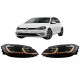 Μπροστινά Φανάρια Set Για Vw Golf 7.5 17-19 Facelift DRL & Dynamic Signal Μαύρα Με Χρώμιο Γραμμή H7 Με Μοτέρ Carner