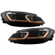 Μπροστινά Φανάρια Set Για Vw Golf 7.5 17-19 Facelift DRL & Dynamic Signal Μαύρα Με Χρώμιο Γραμμή H7 Με Μοτέρ Carner