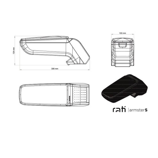 Κονσόλα Χειροφρένου Τεμπέλης Armster S Για Suzuki Sx4 S-Cross 2015+ Μαύρο Χρώμα