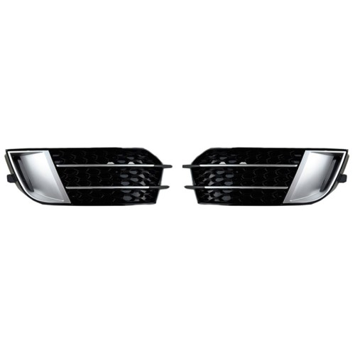Δίχτυ Προφυλακτήρα Εμπρός Πλαινό Για Audi A1 8X 2010-2014 RS1 Look Γυαλιστερό Μαύρο / Ασημί Αριστερό & Δεξί 2 Τεμάχια