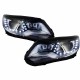 Μπροστινά Φανάρια Set Για Vw Tiguan mk1 11-15 DRL Μαύρα H7/H7 Με Μοτέρ  Carner