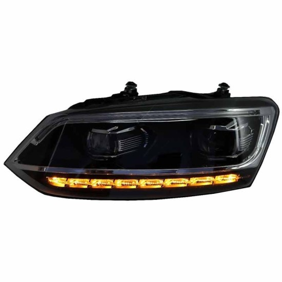 Μπροστινά Φανάρια Set Για Vw Polo 6R/6C 09-17 DRL Passat Matrix Look & Dynamic Φλας Full Led Με Μοτέρ Carner