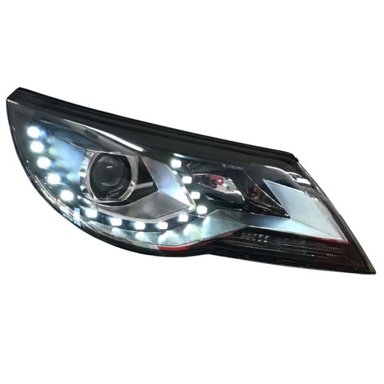 Μπροστινά Φανάρια Set Για Vw Tiguan mk1 07-11 DRL Μαύρα H7/H7 Με Μοτέρ  Carner